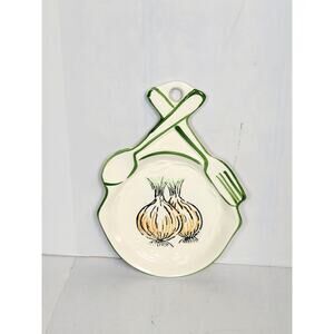 Vintage Spoon Rest Onion Garlic Wall Hanging Kitschy Japan